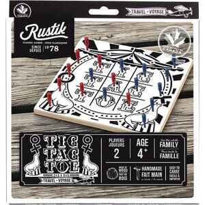 Made in Canada Rustik Classic Travel  Board Game - Tic Tac Toe  Bilingual Age 4+